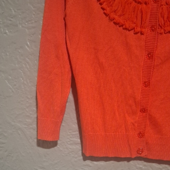 NEW.New York & Company Women's Orange Ruffled Cardigan Size S - Picture 5 of 9
